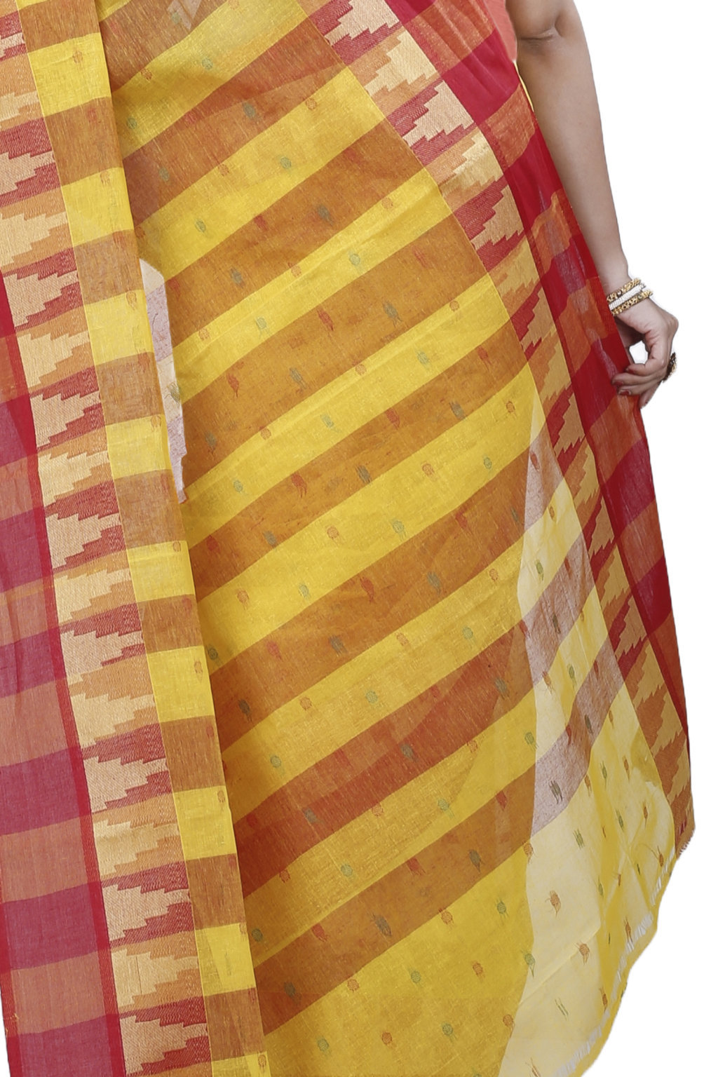 Yellow Pure Cotton Jamuna Tant Saree (1314)